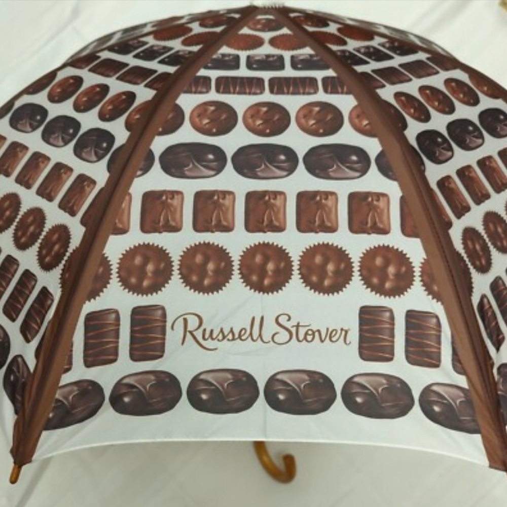 Russell Stover Chocolate Umbrella š« Novelty Wood Handle Gift Idea NWT - Picture 6 of 14